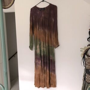 M Rayon Gauze Dress Tie Dye Bog Witch Garb Renaissance Medieval Peasant